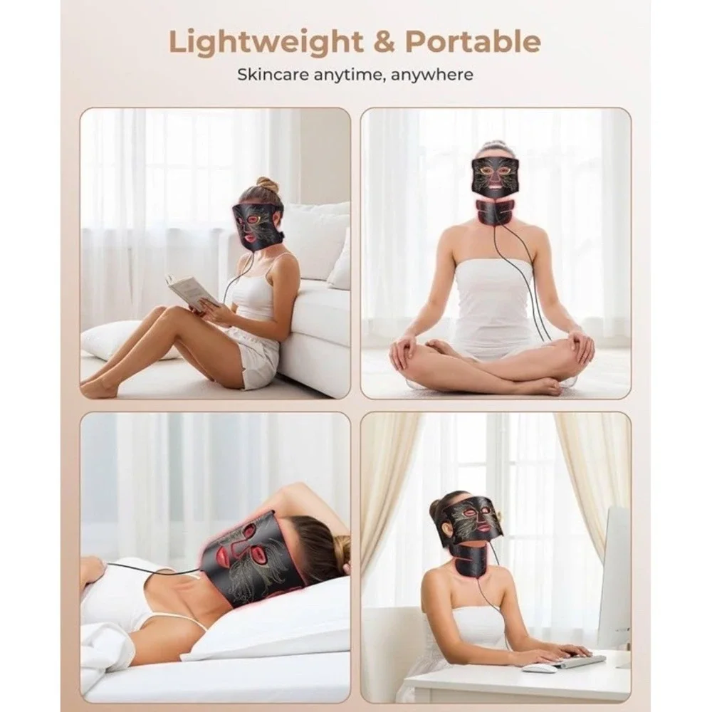 (33Lovsheme LED Face Mask Light Therapy, Enhance Red Light Therapy Mask for Face